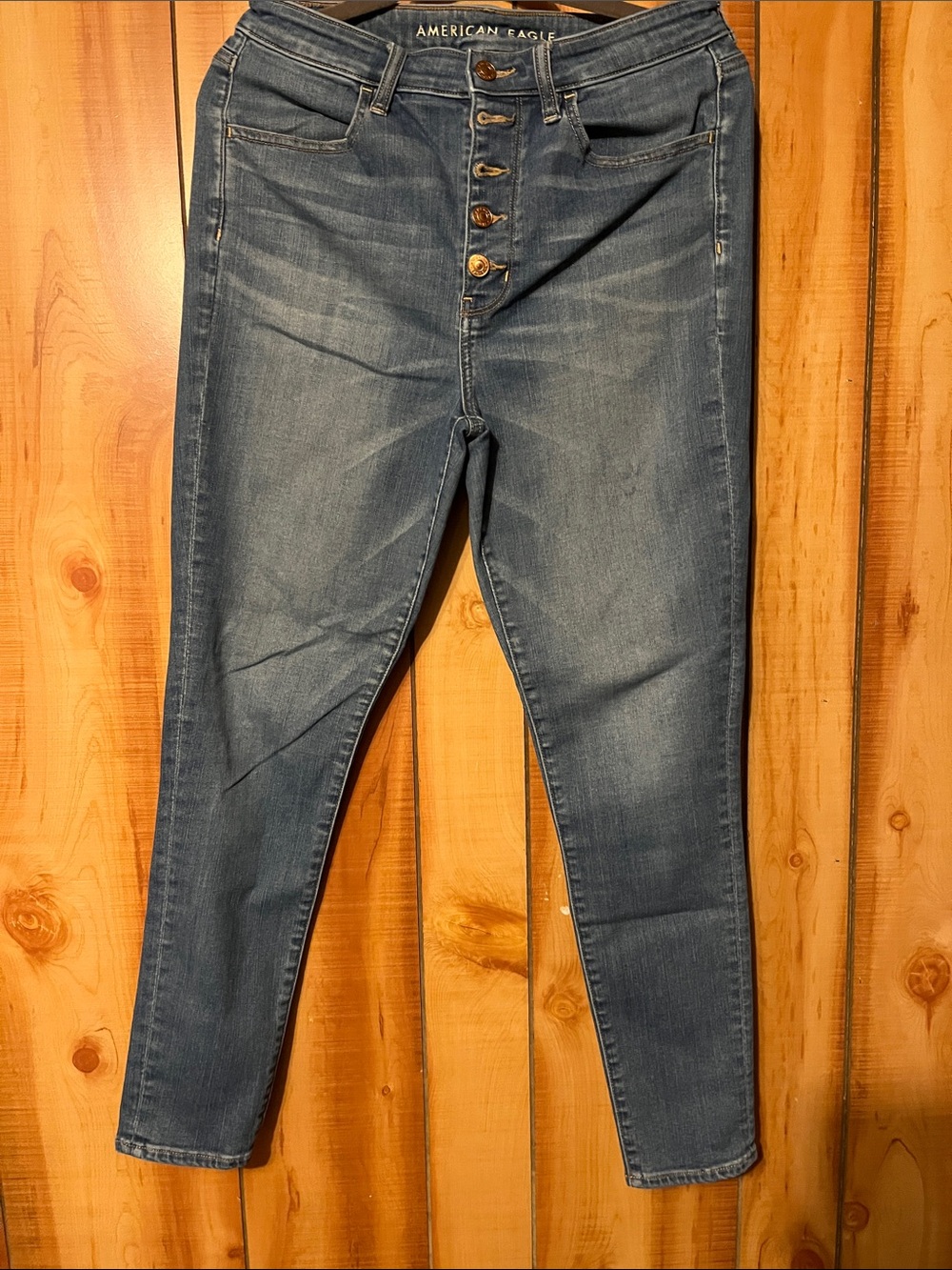 American Eagle Outfitters Skinny Super High-Rise Jeans - Medium Blue Wash